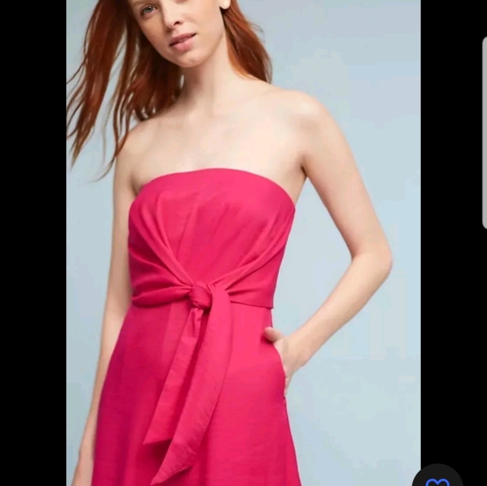 Meave Anthropologie $148 Pink Strapless Brin Jumpsuit By Meave Size 2 - Picture 12 of 16